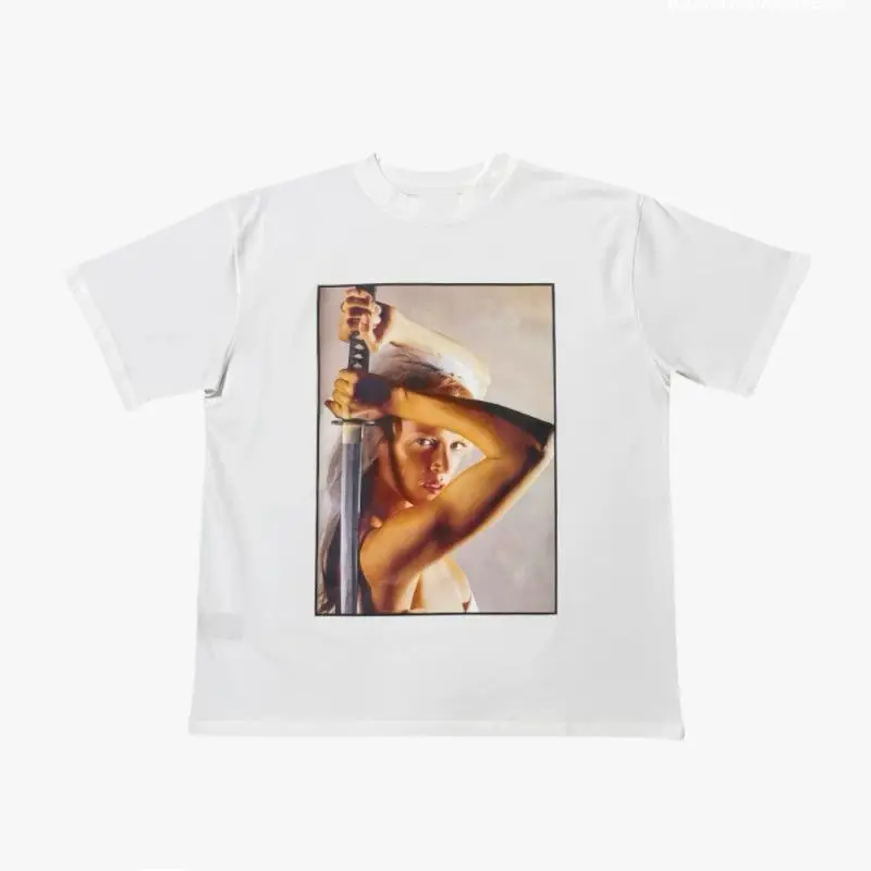 T-shirts amples rétro imprimés sur le thème du cinéma, style streetwear américain, pour hommes et femmes, de la série Portrait