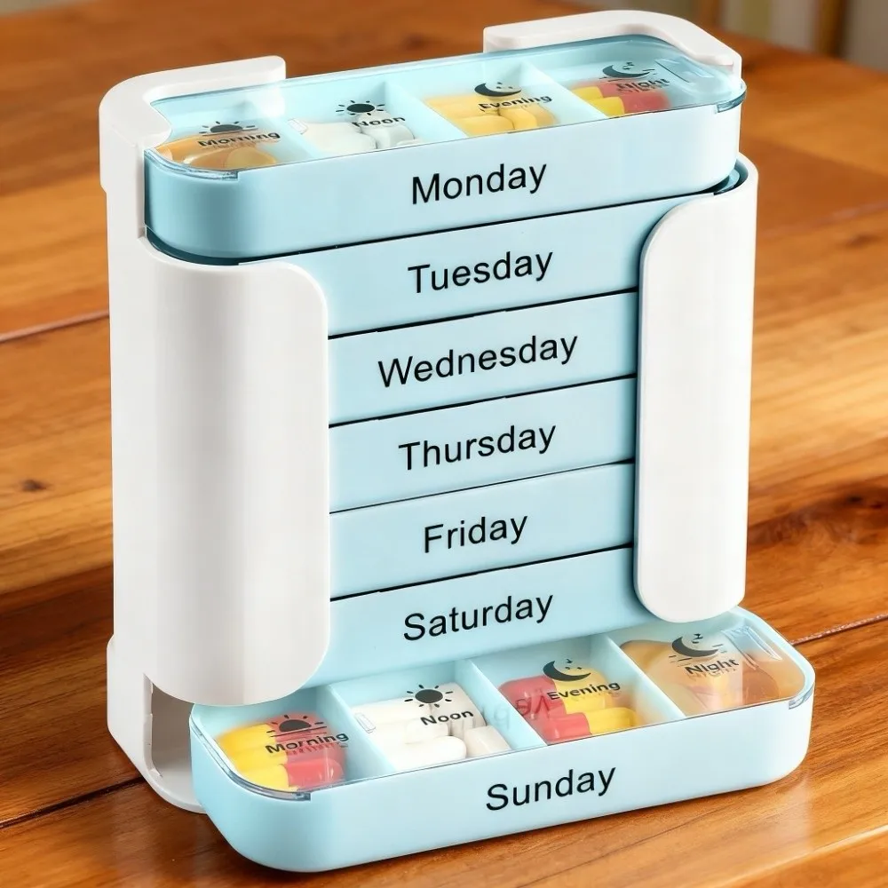 28-Grid 7-Day Pill Box Large Capacity Sealed Weekly Pill Organizer Separate Container Damp-proof Travel Pill Case