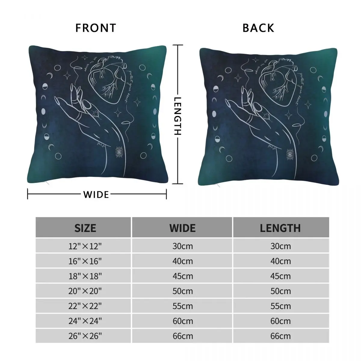 Protect Your Heart Aurora Square Pillowcase Polyester Linen Velvet Printed Zip Decor Home Cushion Cover 18