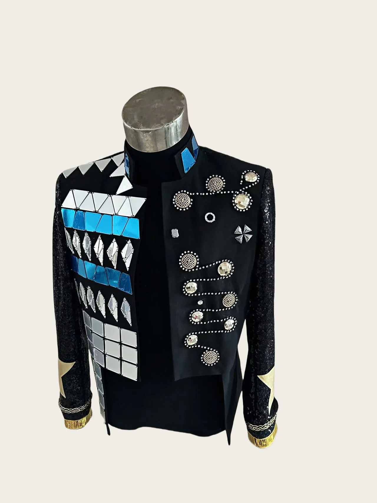 New Handmade Men's Mirrors Mental Decorations Suit Jacket Stage Host Banquet Chorus Dress Club Singer Dance Performance Coat