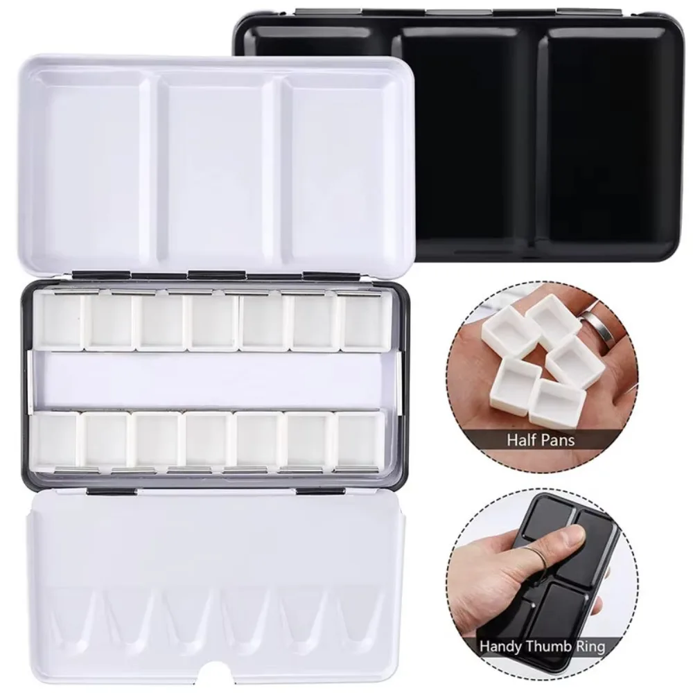 Picture 5: Paint Case 12/24/52 Grid Empty Watercolor Palette Metal Thicken Empty Paint Case Rectangular Watercolor Tin Palette