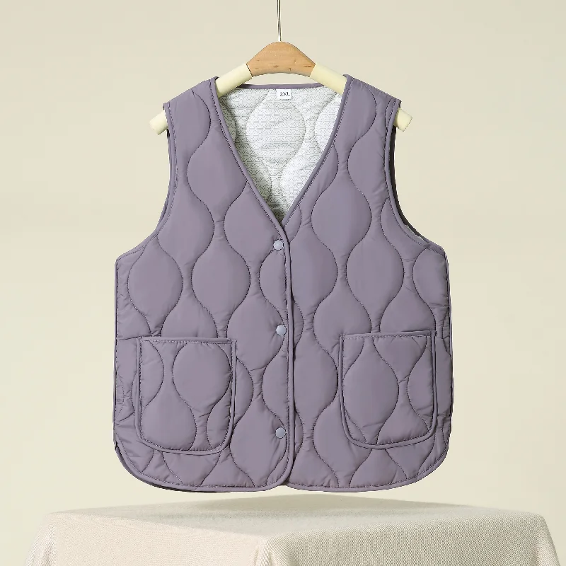

Осенний пуховый хлопковый однотонный жилет без рукавов с v-образным вырезом и легкими теплыми удобными универсальными базовыми жилетами