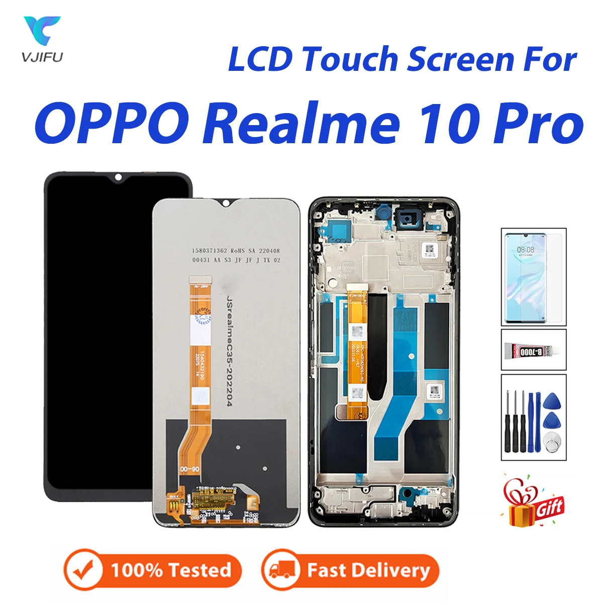 For Realme 10 Pro 5G LCD Display Touch Screen Replacement For Oppo Realme 10 Pro RMX3663 RMX3660 RMX3661 New Digitizer Assembly