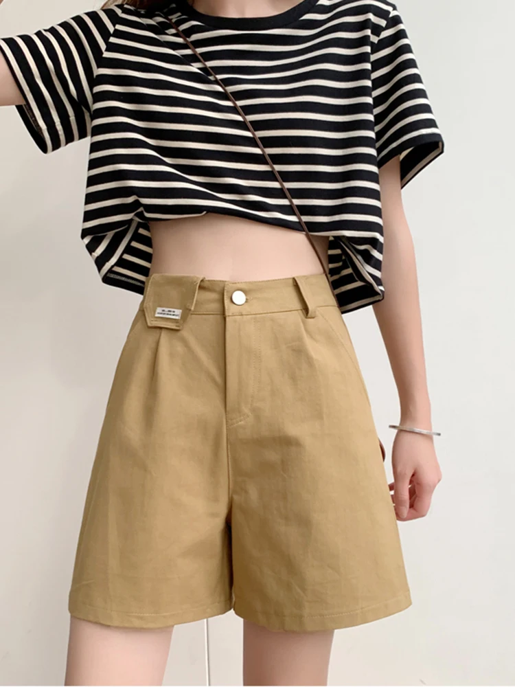 

Women's Shorts Summer Casual Shorts Girls High Waist Short Fashion Woman Streetwear Short 2022 New Pants Black Khaki White