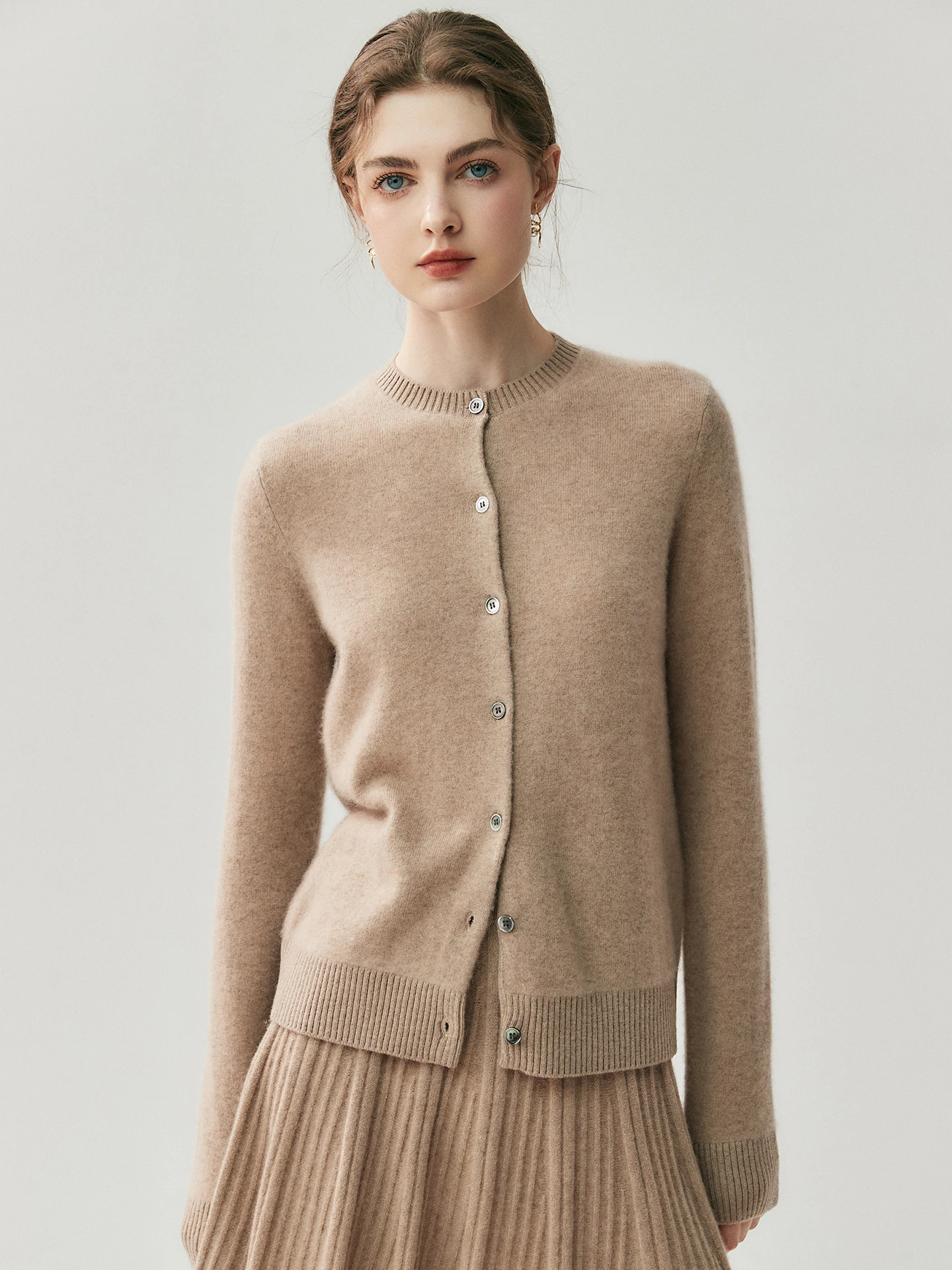 

Ele Thiened Long Sve round Ne Camere Open Cardigan Women's Faion Slimming Versatile Outerwear Simple Sle