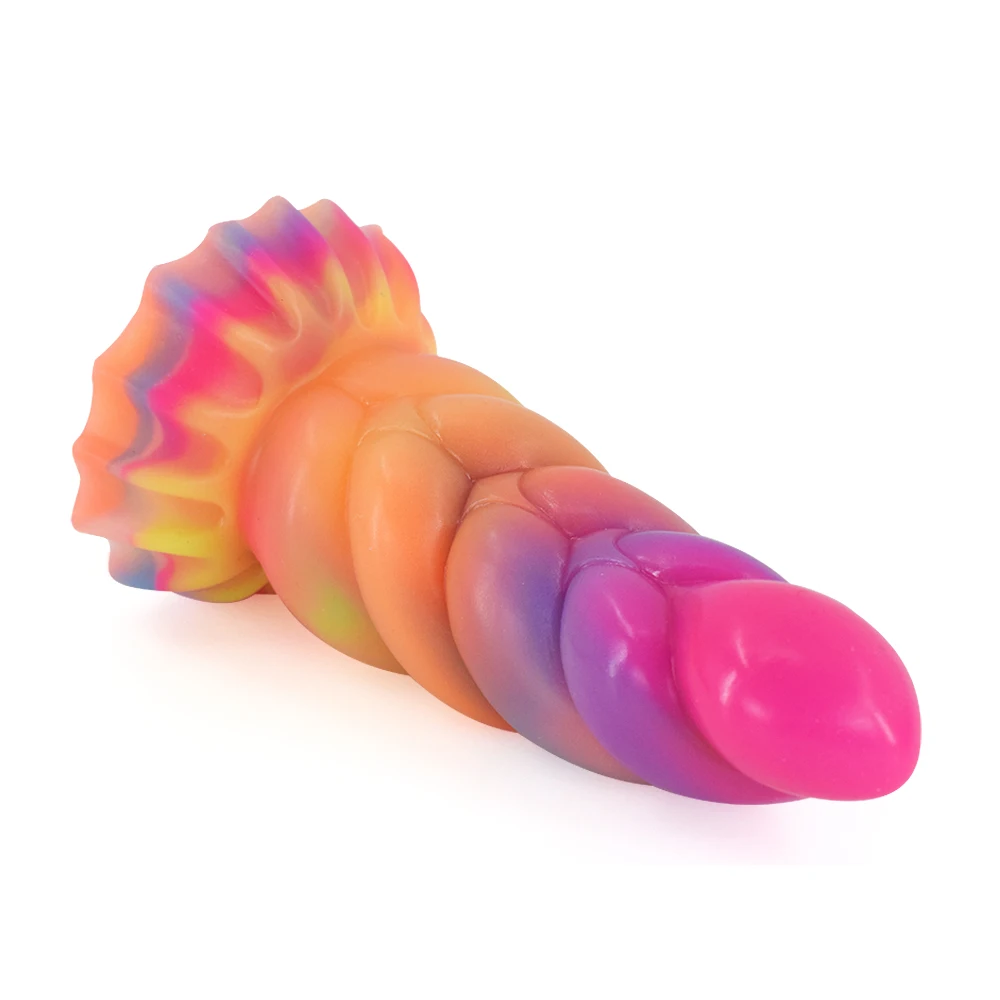 FAAK Glowing In Dark Butt Plug Silicone Curve Anal Beads Sex Toys With Suction Cup Luminous Dildo G-spot Stimulate Masturbator - view 6