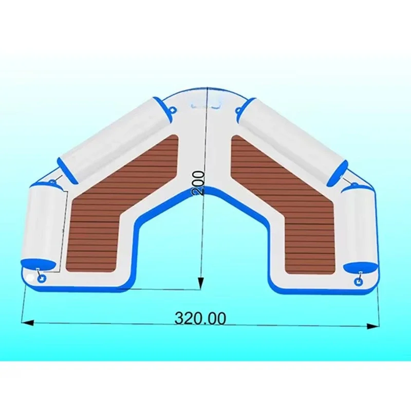 Portable Water Play Equipment Inflatable C-Dock Floating Island Platform