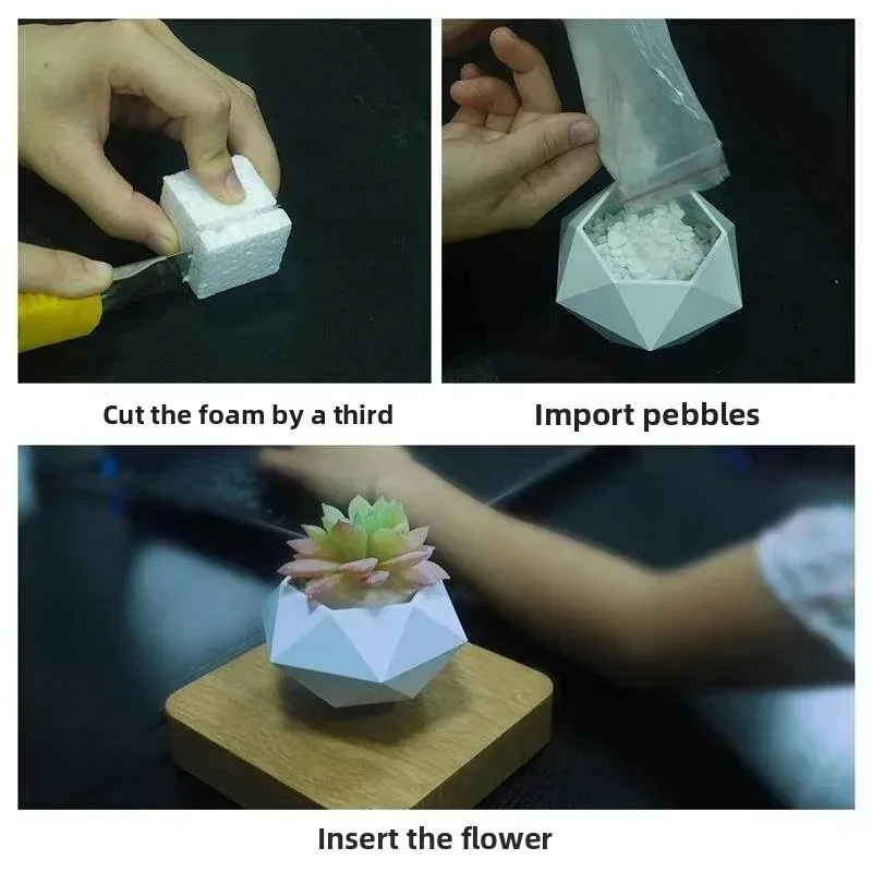 

Creative Light Bulb Gift, Magnetic Levitation Flower Pot, Wooden Carving, Fashionable Living Room Decoration