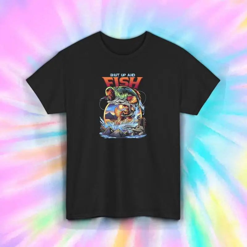 

Shut Up and Fish T Shirt Bass Fishing Angler Humor S 5XL