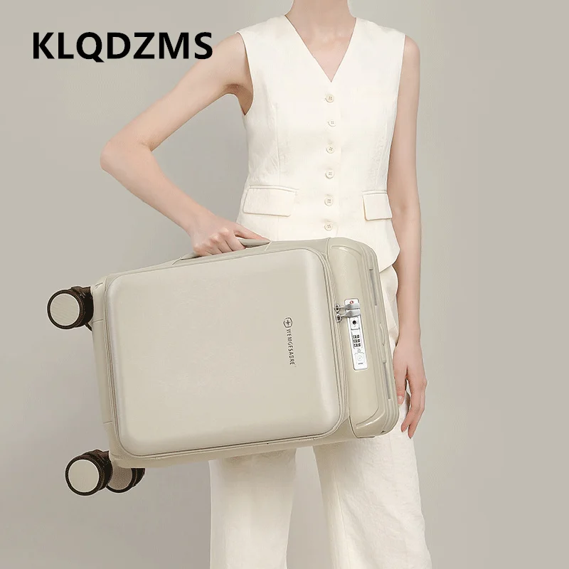 

KLQDZMS Suitcase on Wheels 20 Inch Men's ABS+PC Boarding Box Zipper Cart Case Cart Style Travel Bag Women's Rolling Luggage