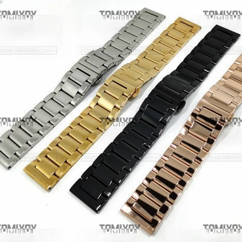 20 22MM Flat End Multiple Color Types Solid Stainless Steel Three Beads Watch Band Fit For Sam-sung gear S2 S3 Series Watches