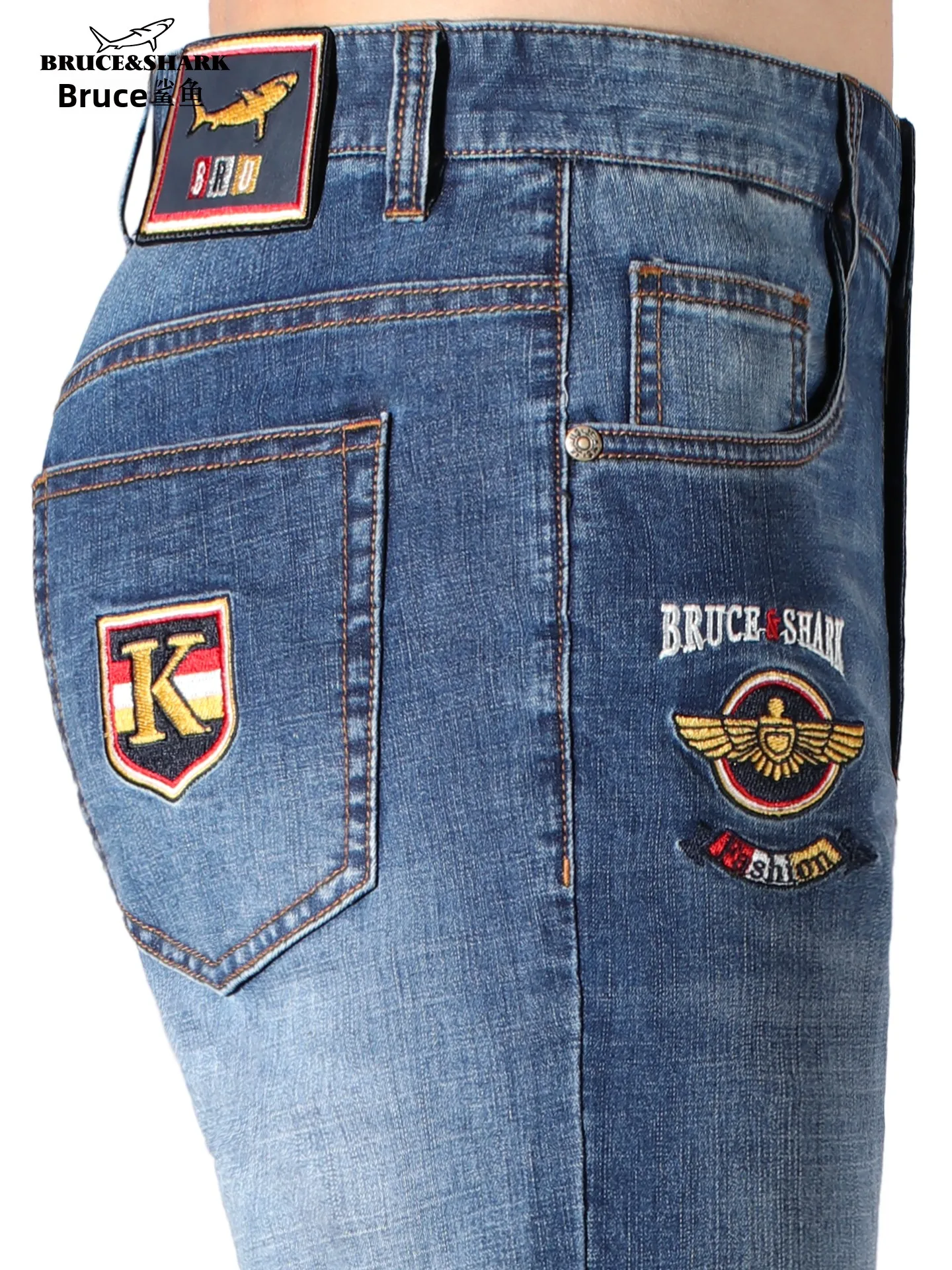 

Лето 2025: Новые мужские джинсы с вышивкой, тонкие, прямого кроя, свободные, длинные брюки, повседневный городской стиль, дышащий хлопок