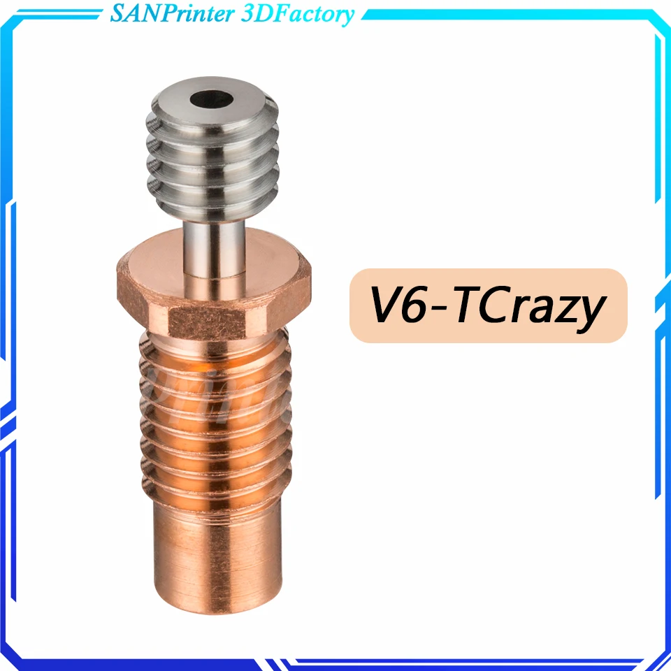 All-Metal NF V6-Zone V6-TCrazy Heat Break 3D Printer Nozzle Throat For 1.75mm E3D V6 HOTEND Heater Block