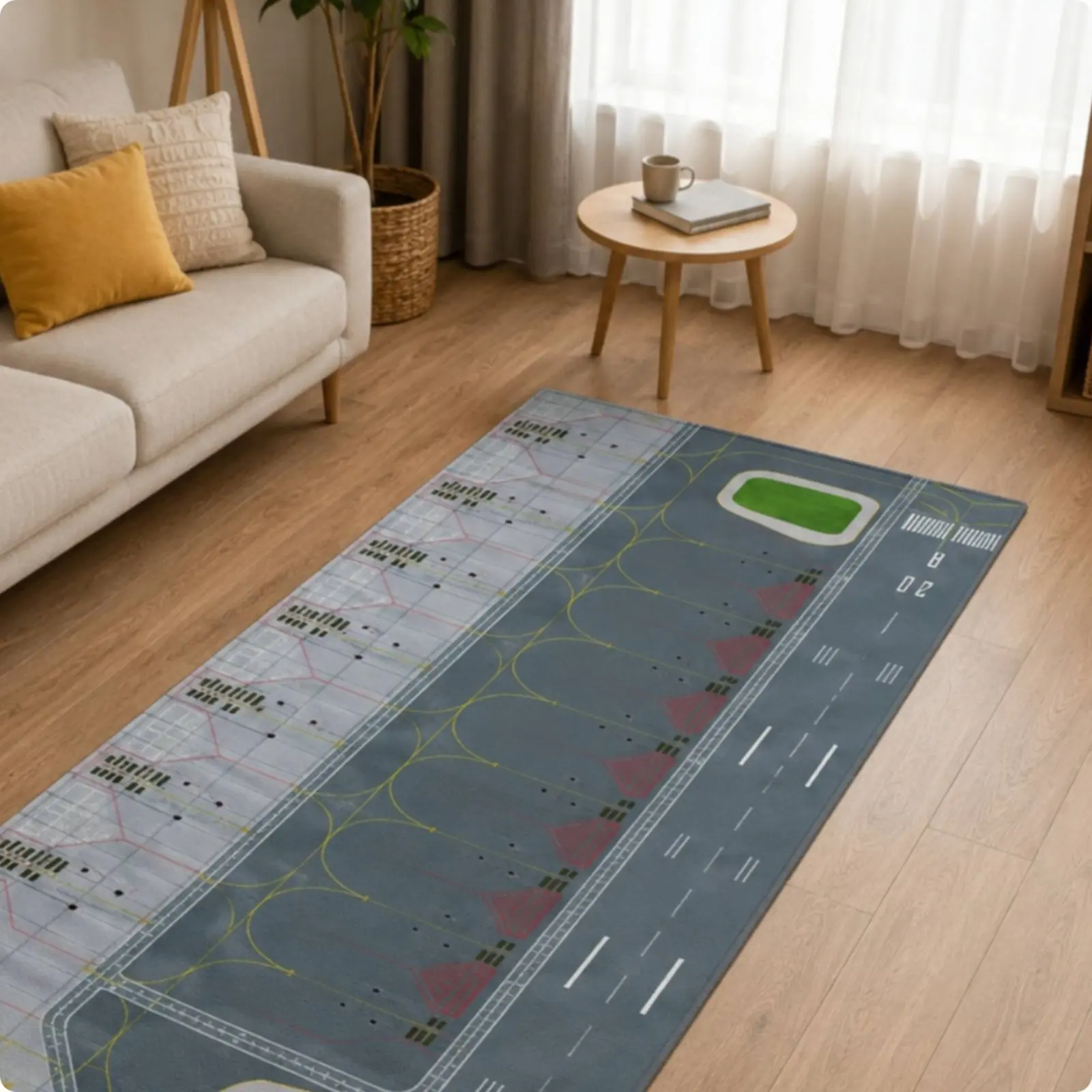 

Aircraft Airport Background Board Easy to Clean Airport Scene Mat Mat