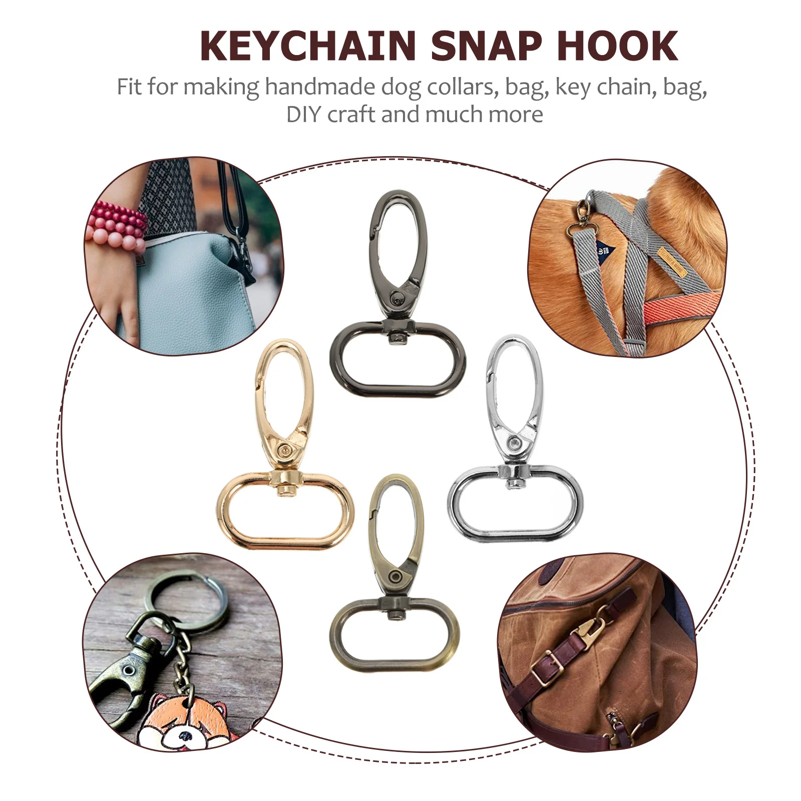 

20Pcs Snap Hooks Bag Claw Clasps DIY Alloy Lobster Trigger Clips Swivel Clips for Key Chains Craft Making Keychain Snap Hook