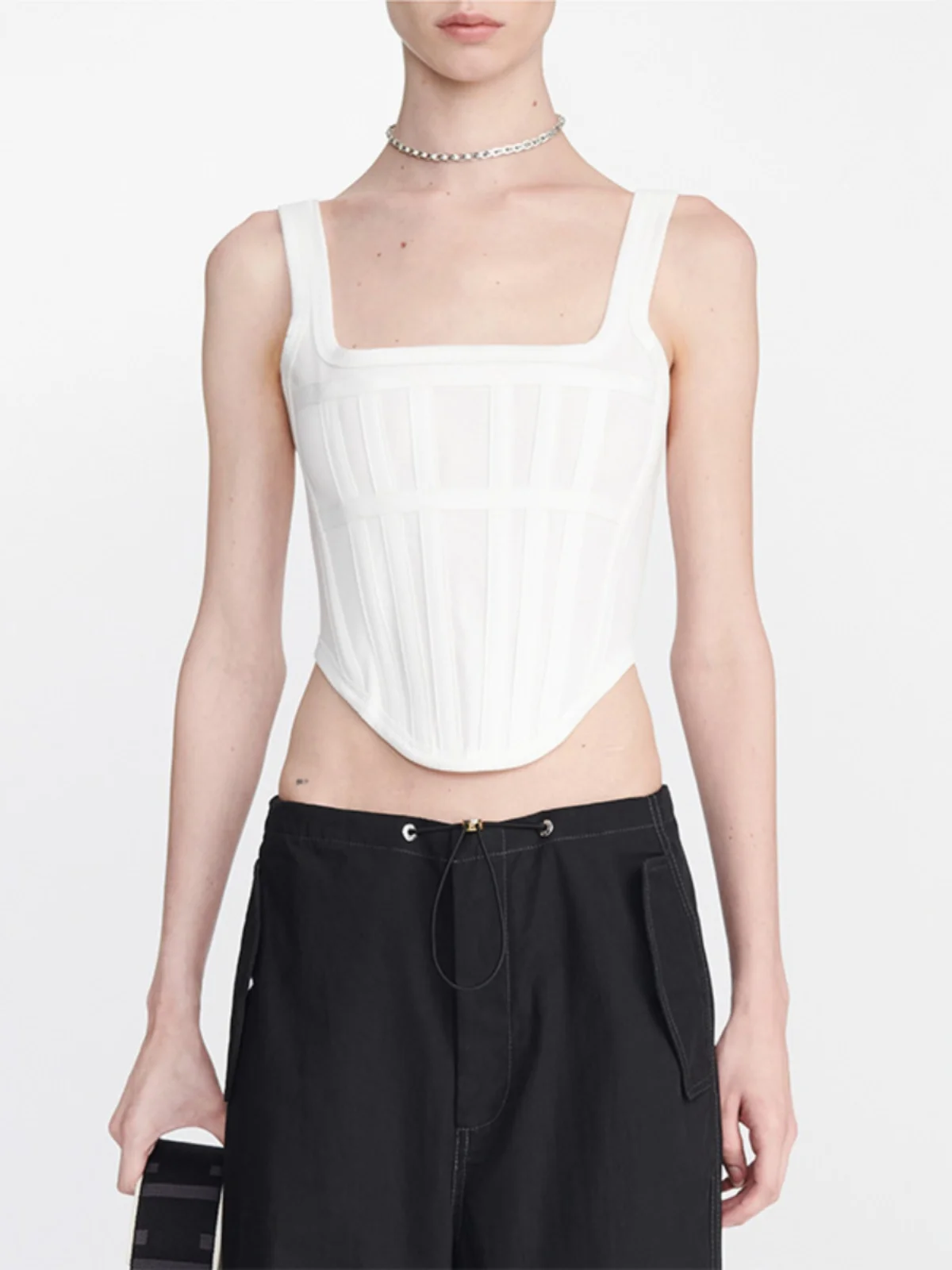 Colete Clássico Fibone, Top Sem Mangas, Cintura Modeladora, Sexy, em Duas Cores, Algodão e Spandex