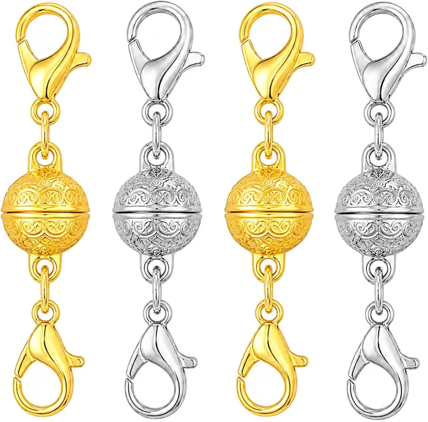 Magnetic Necklace Clasp with Lobster Clasp, Gold and Silver, Jewelry Closures for Necklace Extender and Bracelet