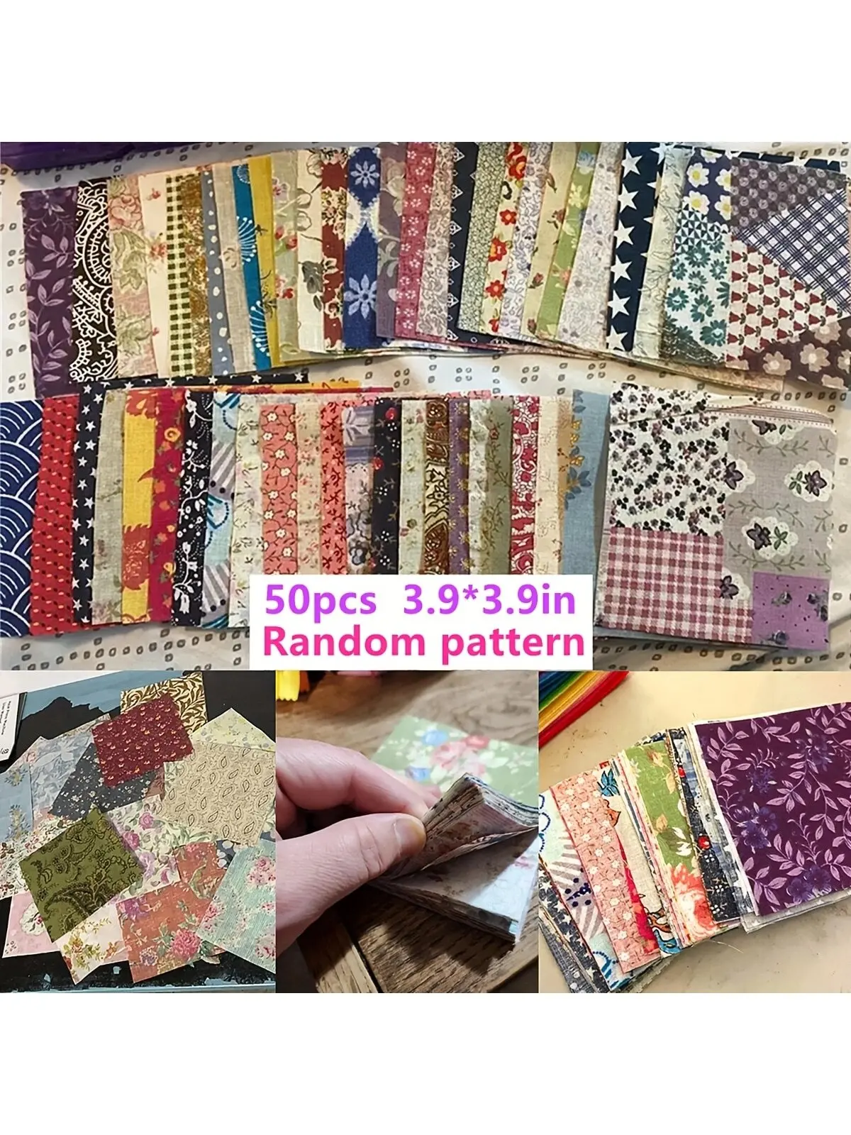 50 piezas Vintage Dark 3,91" Patchwork Ideal para costura, manualidades y ropa, álbumes de recortes, un regalo perfecto de Año Nuevo o Val