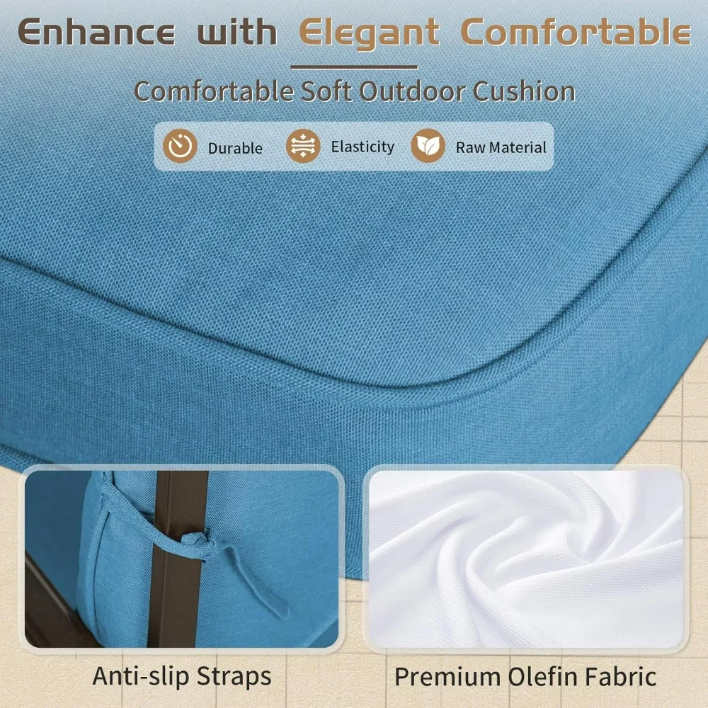 طقم أثاث معدني خارجي مكون من 5 قطع، طقم محادثة للفناء، طائرة شراعية من الحديد المطاوع، كرسيين فرديين، مقعدين وطاولة قهوة، Pe #5