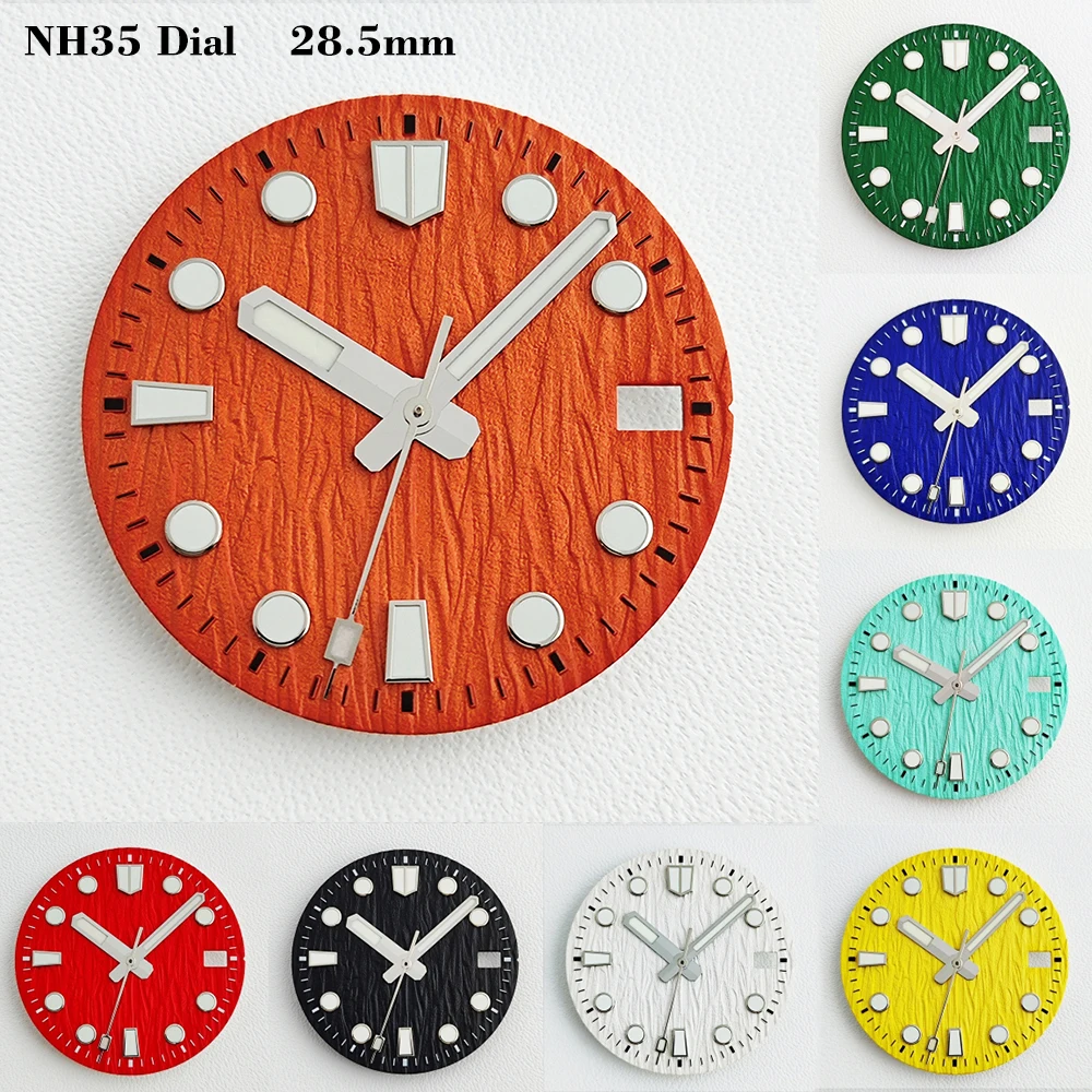 

NH35 dial 28.5mm watch dial Customable logo striped dial Green luminous Fit NH35/NH36 automatic movement watch accessories parts