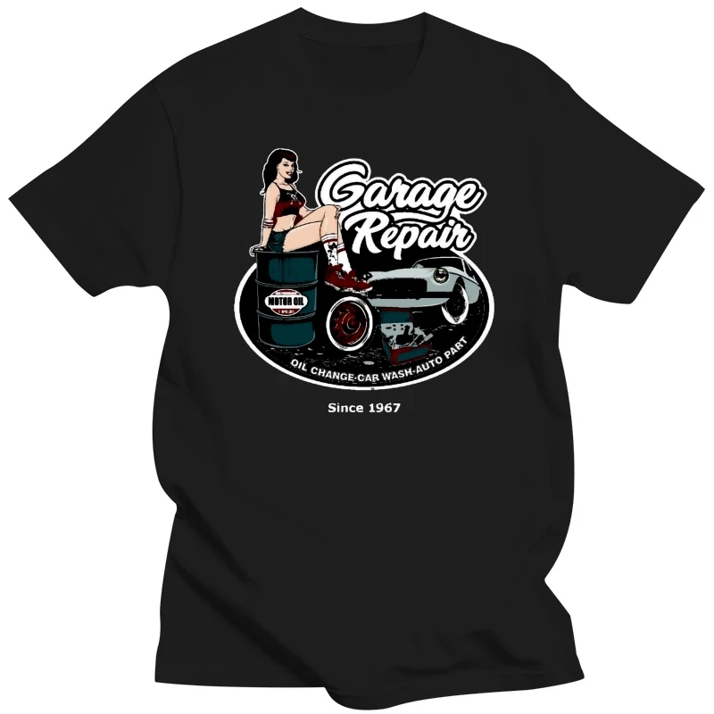 2019 Fashion Hot HotRod Reparatur PinUp Garage TShirt Auto waschen Oldtimer Classic Car T shirt