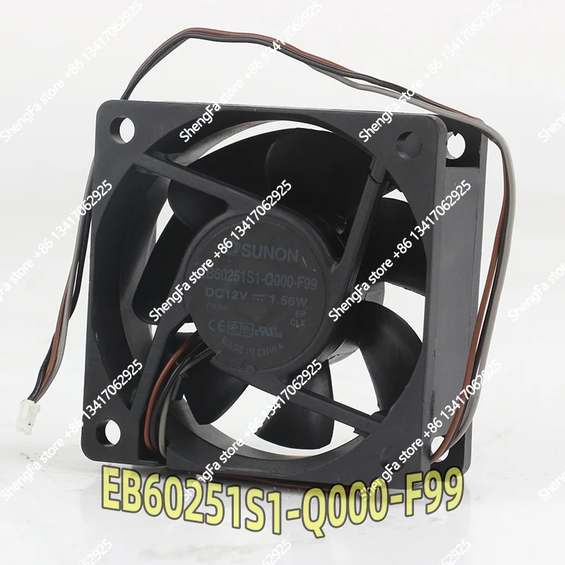 Original SUNON 6025 60X60X25MM EB60251S1-Q000-F99 DC12V 1.56W projector Inverter three wire  fan