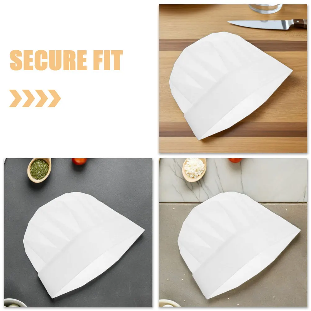 30 قطعة قبعة الطاهي القابل للتصرف الغذاء الآمن مادة غير منسوجة آمنة تناسب تصاميم نابضة بالحياة للمدرسة الطبخ فئة عيد ميلاد الحدث