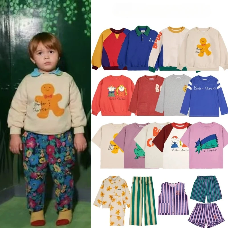 2025 Lo stesso maglione primaverile per bambini T-shirt a maniche lunghe design a maniche corte Abbigliamento per bambini spagnoli