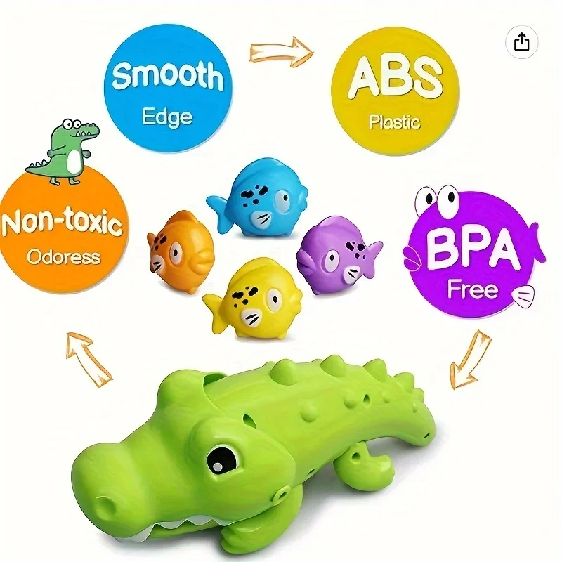 Juguetes de baño de agua para niños, juguetes educativos creativos, cocodrilo grande extraño para comer peces pequeños, Color aleatorio