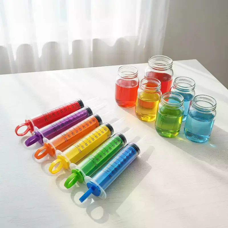 100ml Syringe, Colored Push-Rod Ring, Industrial Glue Injection / Laboratory Dispensing, Precise Scale