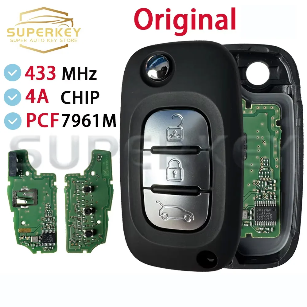 

SUPERKEY Original 4A CHIP PCF7961 For Renault Megane III Twingo Duster Flip Remote Smart Car Key Fob CWTWB1G767 2012 - 2016