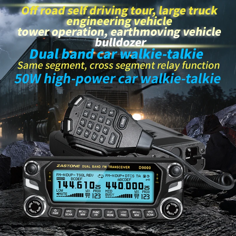 ZASTONE D9000 Car Walkie Talkie Dual Band 50W Air Band Two Way Radio with Split Panel Mobile Radio - view 3