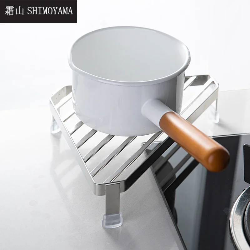

SHIMOYAMA Kitchen Storage Shelf Dish Drying Rack Spice Jars Pot Holder Seasoning Bottles Shelves Steel Bathroom Corner Organizer