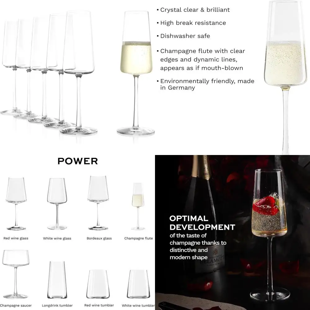 

Набор из 6 хрустальных бокалов для шампанского объемом 240 мл - идеально подходят для процесско и игристых вин - можно мыть в посудомоечной машине