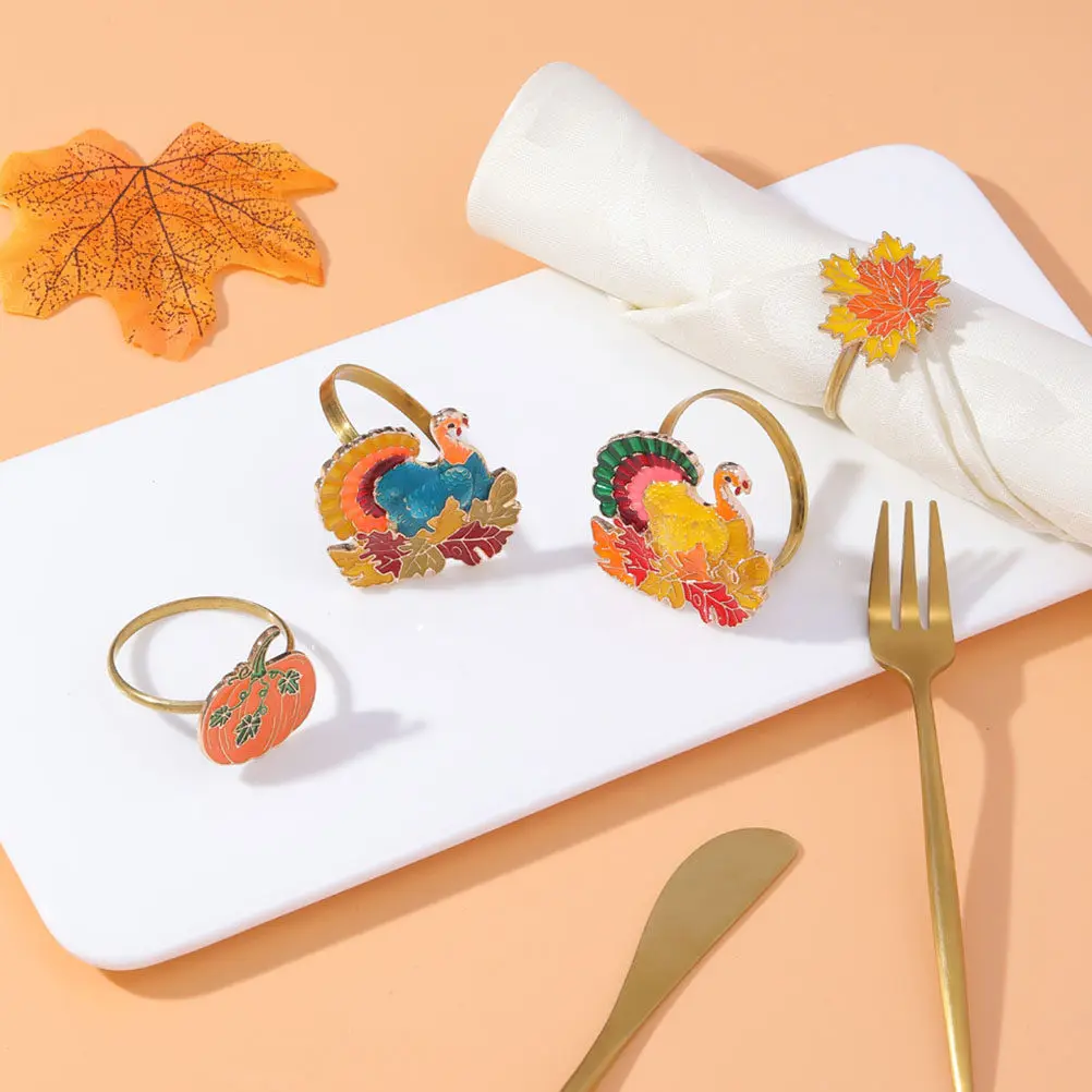 4pcs Metal Maple Napkin Rings – Premium Alloy Napkin Holders for Holiday, Wedding, Birthday & Thanksgiving Table Decor