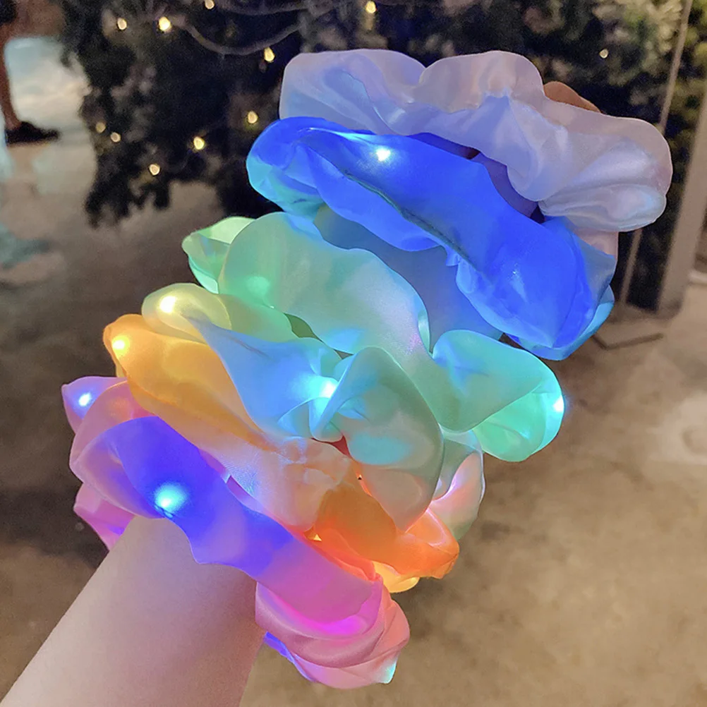 

Luminous Scrunchies LED Rings Button Large Intestine Shape Accessories Thick Fine Hair Party Prom Work Hair