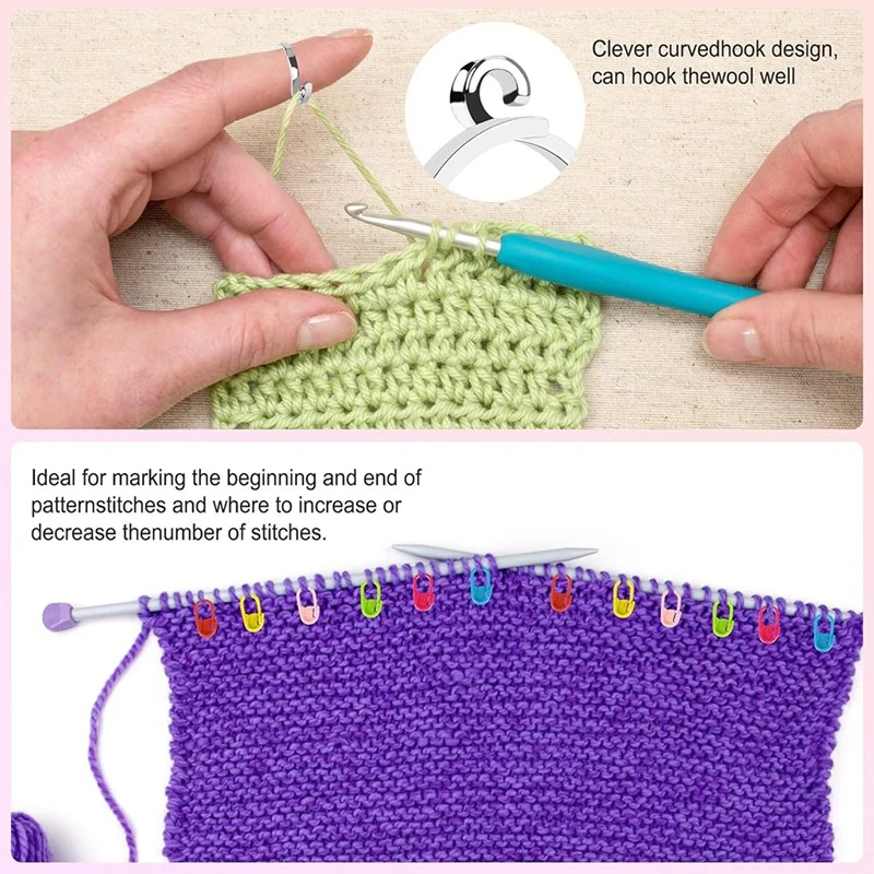 FUFU Crochet Ring With 30 Candy-Colored Positioning Buckle, Crochet Rings For Finger For Everyday Crochet Work