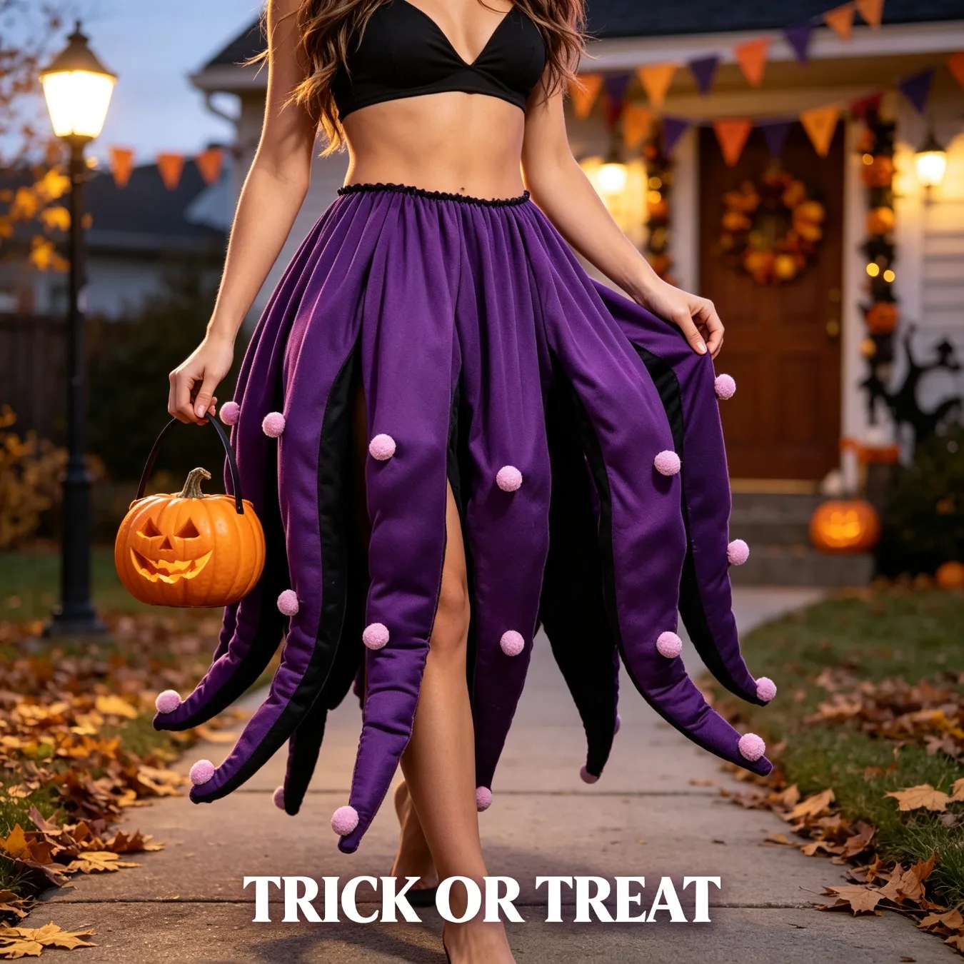 Women's Octopus Cosplay Dress with Black Purple Tentacles Is Perfect for Halloween Themed Parties and Stage Performances