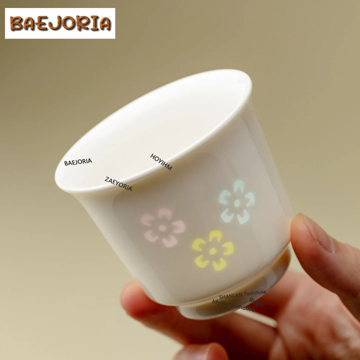 BAEJORIA 100ml Linglong Porcelain Teacup Ancient Tea Bowl Mug Tea-tasting Personal Cup Chazhan Master Cups Teaware Ornaments Cha