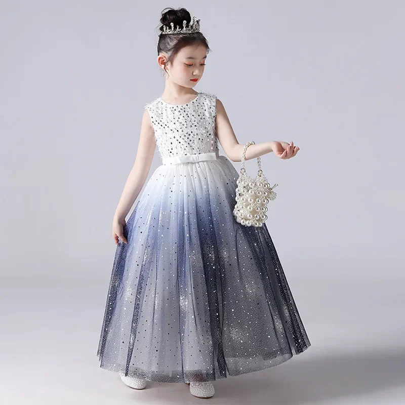 

Girl's Sequin Party Christmas Flower Wedding Birthday Dress Halloween Child Evening Age 8 To 14 Woman Long Tulle Costumes