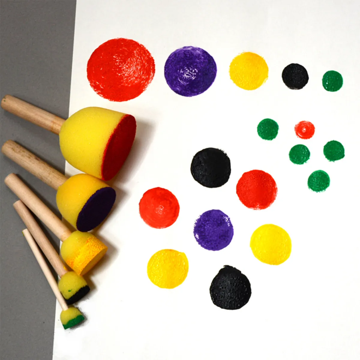 20Pcs Children Sponge Paint Brush Set Round Stipplers with Ergonomic Handle for Mess-Free Graffiti Painting Drawing Art Lessons