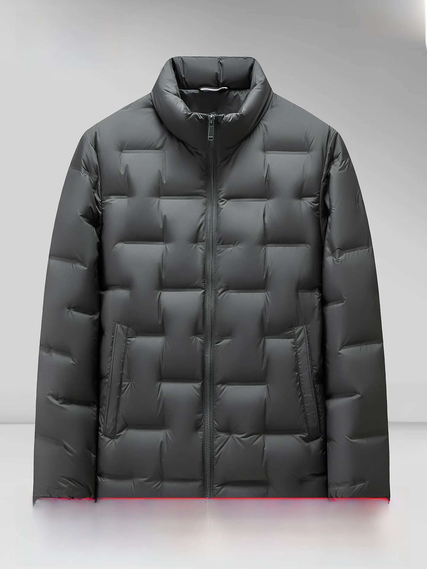 Hengyuanxiang Men's down Jacket 90 Duck down Zipper Cuff Warmth Fashion Urban Style Polyester Fiber Long Sleeve Winter Coat