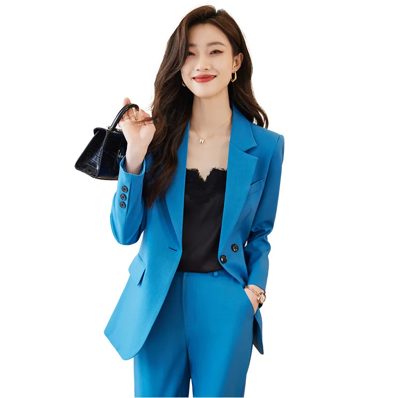 Blazer de manga longa feminino terno profissional primavera outono elegante fino ajuste moda conjunto feminino workwear negócios formal wear