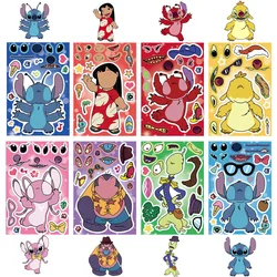 8 pz/set Disney Cartoon Stitch Puzzle Stickers per Scrapbook gioco fai da te crea un viso decalcomanie per bambini adesivi educativi giocattoli regalo