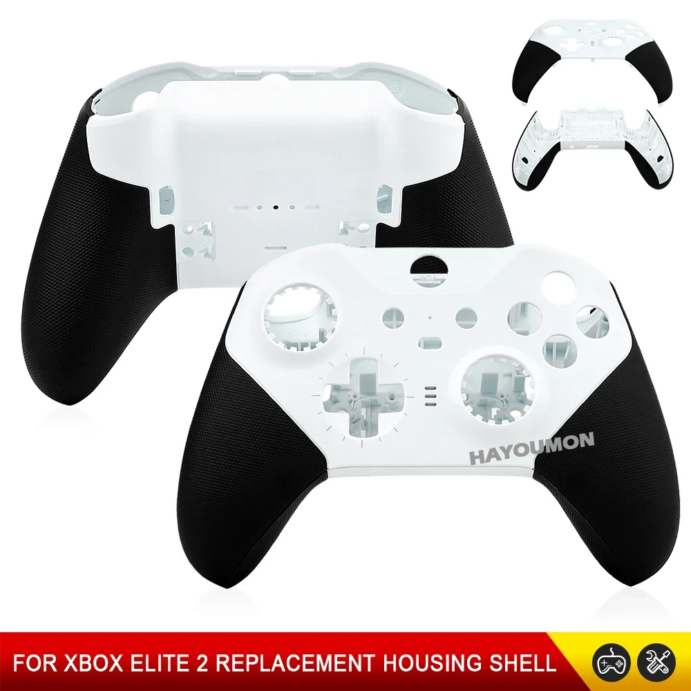 Black White Shell case Faceplate Front Housing Cover Replacement for Xbox One Elite Series 2 Controller Back Cover Repair Part