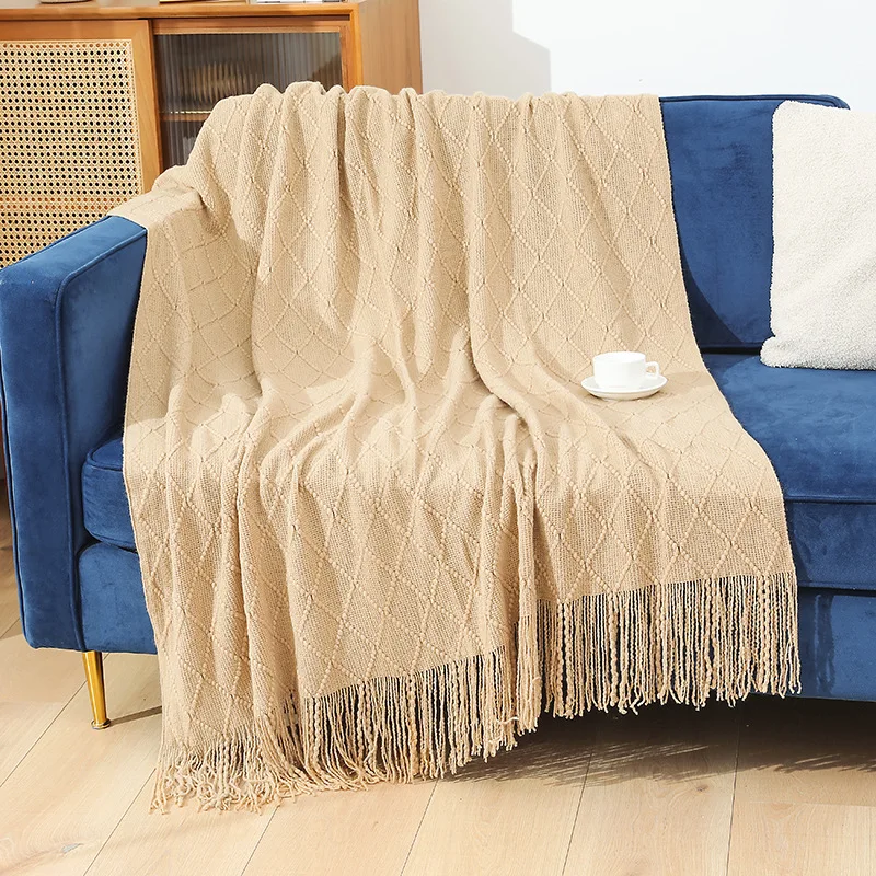 

Sofa Summer Blanket Leisure Bed Air Conditioning Plush Blanket Office Nap Thin Knitted Blanket