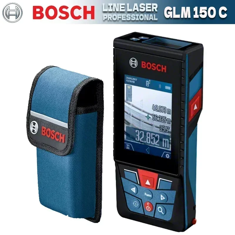 BOSCH GLM 150C Medición láser Telémetro de medición láser 150 m de larga distancia Pantalla IPS profesional de 2,8 pulgadas GLM150C