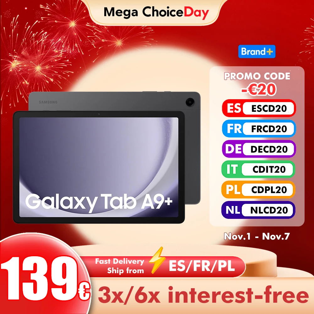 Samsung Galaxy Tab A9+ 5G LTE SM-X216 64 Go 128 Go 11'' Tablette Wi-Fi