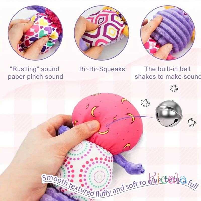 Musikalische Raupe, sensorisches Spielzeug, Neugeborenen-Spielzeug, Musikalisches Baby-Plüschtier, multi-sensorische Texturen, Säuglinge, Neugeborene, Jungen und Mädchen