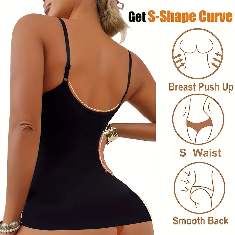 1pc Womens Camisole Shapewear Tops Tummy Control Built in bra Tank Shaping Body Shaper Slimming Cami Vest Corset